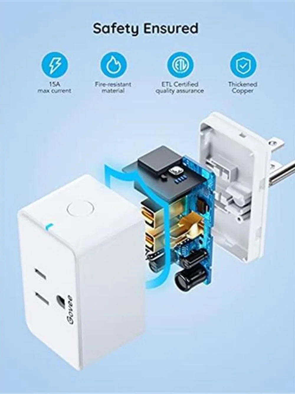 Govee Smart Plug 15A, WiFi Bluetooth Outlets 4 Pack Work with Alexa and Google